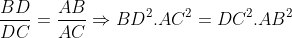 Inégalité géométrique Gif.latex?\frac{BD}{DC}=\frac{AB}{AC}\Rightarrow&space;BD^2.AC^2=DC^2